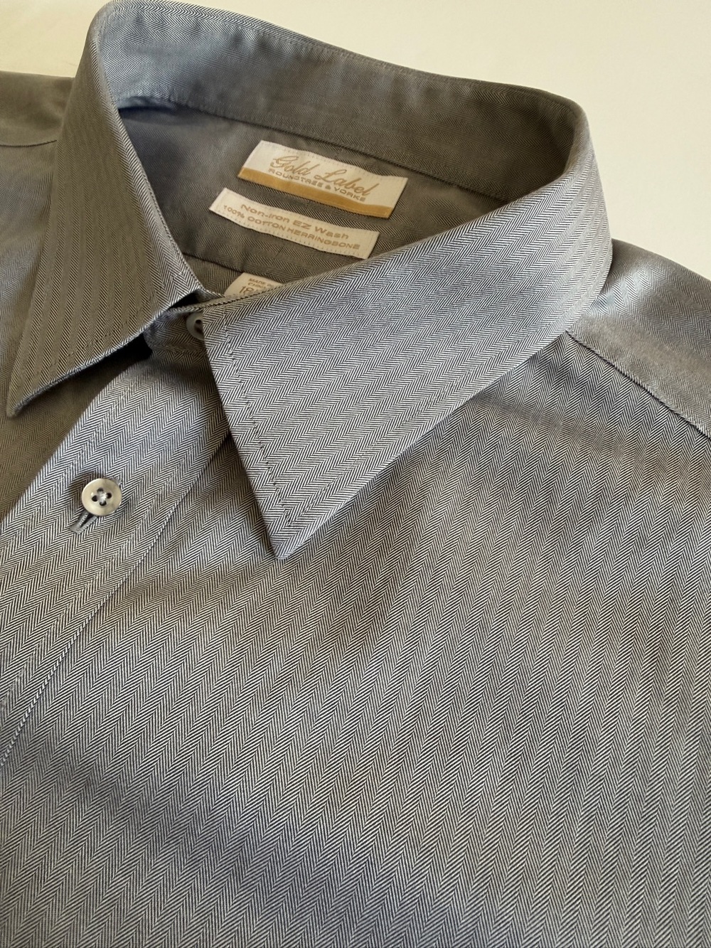 Men's Grey Herringbone Dress Shirt